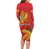 Personalized Montenegro Independence Day Family Matching Long Sleeve Bodycon Dress and Hawaiian Shirt Coat Of Arms With Mimoza