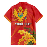 Personalized Montenegro Independence Day Family Matching Off The Shoulder Long Sleeve Dress and Hawaiian Shirt Coat Of Arms With Mimoza