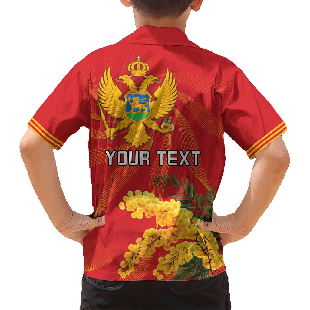 Personalized Montenegro Independence Day Family Matching Off Shoulder Short Dress and Hawaiian Shirt Coat Of Arms With Mimoza
