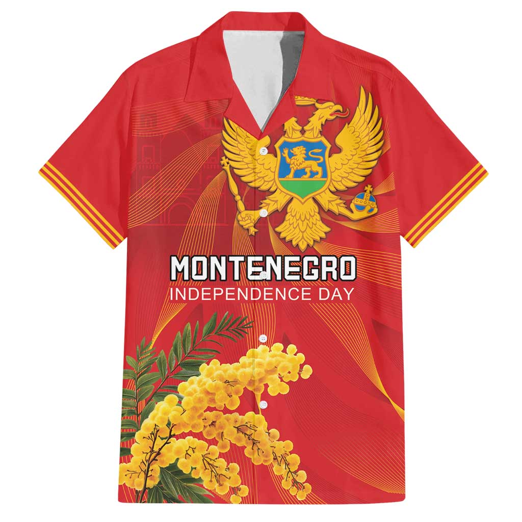 Personalized Montenegro Independence Day Family Matching Off Shoulder Short Dress and Hawaiian Shirt Coat Of Arms With Mimoza
