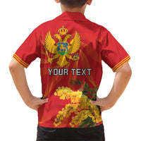 Personalized Montenegro Independence Day Family Matching Short Sleeve Bodycon Dress and Hawaiian Shirt Coat Of Arms With Mimoza