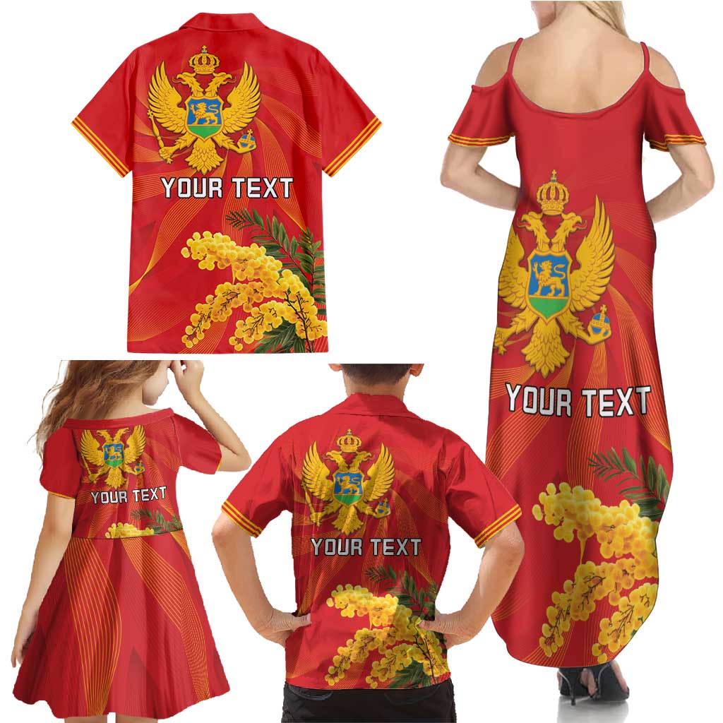 Personalized Montenegro Independence Day Family Matching Summer Maxi Dress and Hawaiian Shirt Coat Of Arms With Mimoza