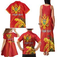 Personalized Montenegro Independence Day Family Matching Tank Maxi Dress and Hawaiian Shirt Coat Of Arms With Mimoza