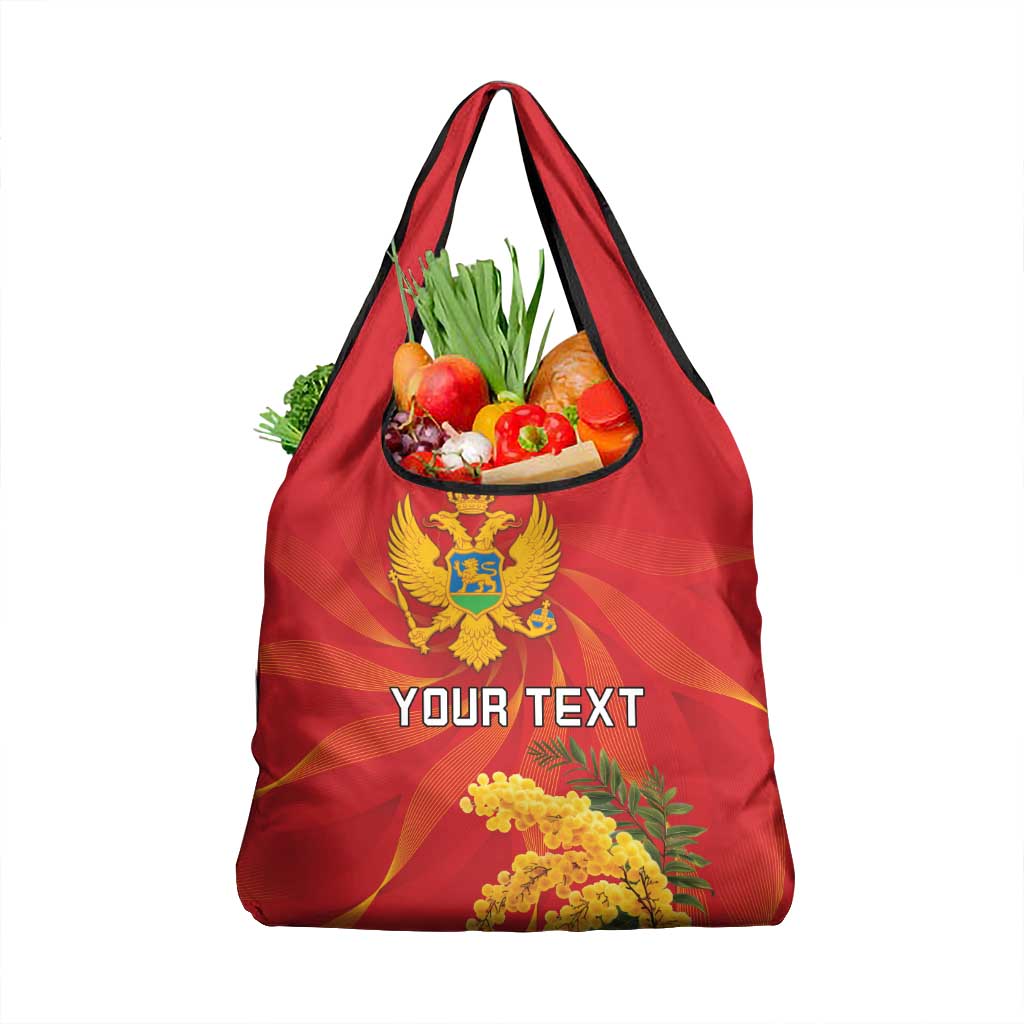 Personalized Montenegro Independence Day Grocery Bag Coat Of Arms With Mimoza