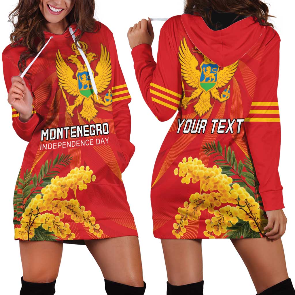 Personalized Montenegro Independence Day Hoodie Dress Coat Of Arms With Mimoza