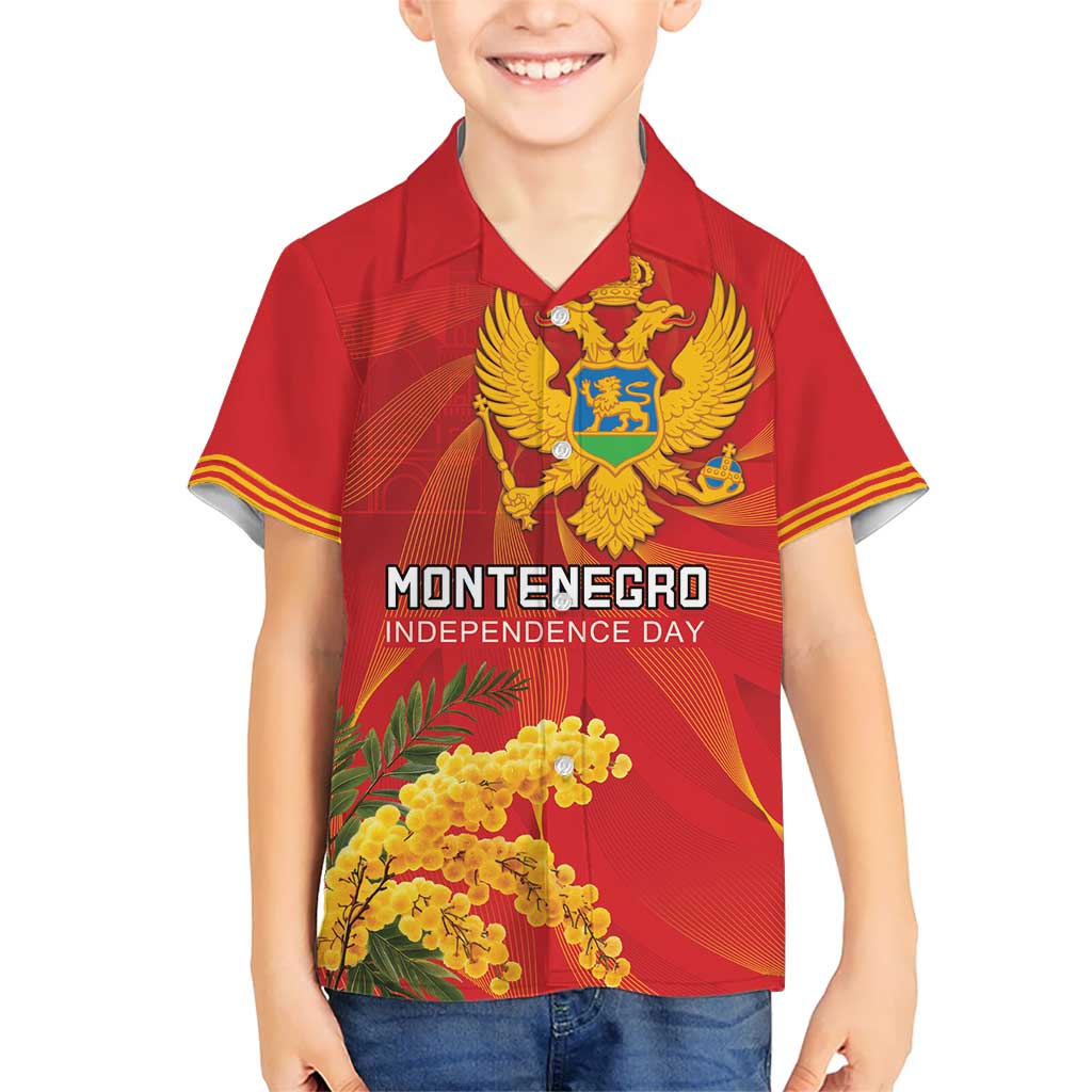 Personalized Montenegro Independence Day Kid Hawaiian Shirt Coat Of Arms With Mimoza