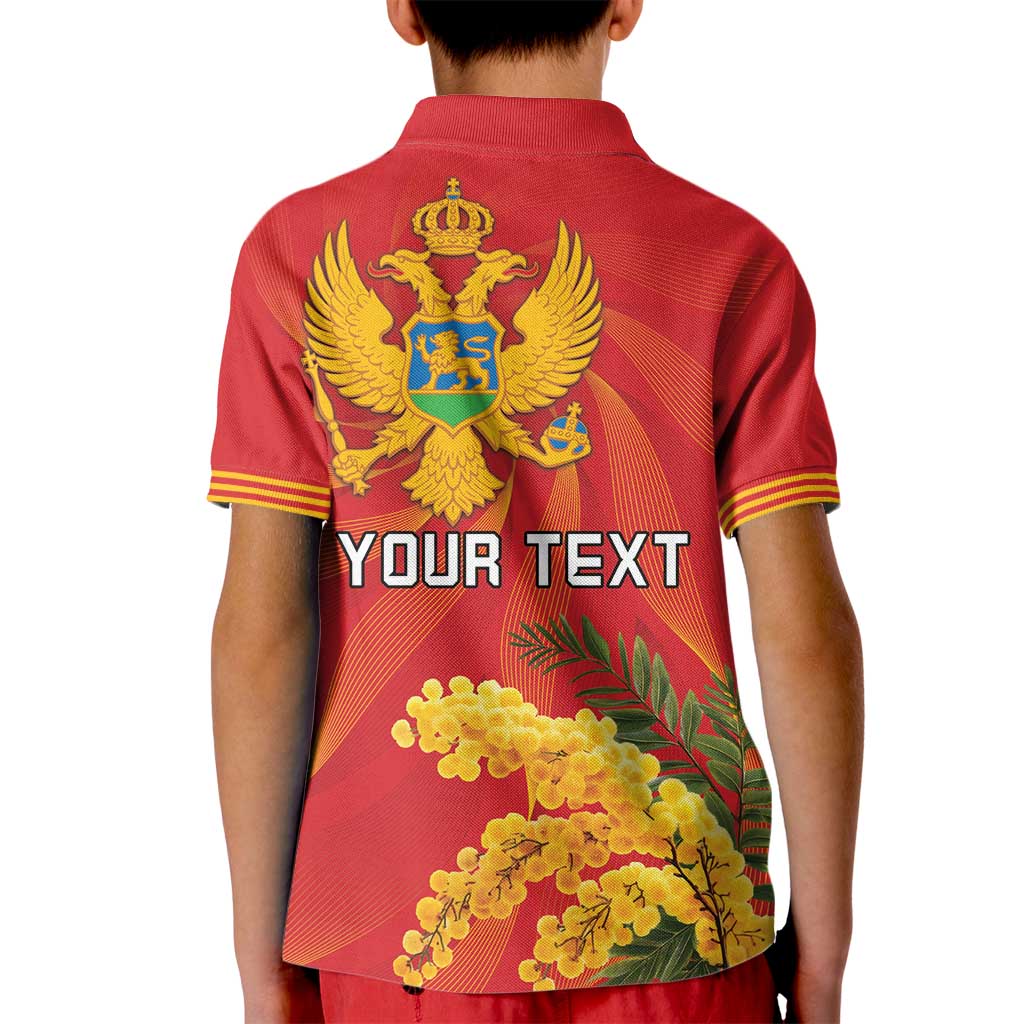 Personalized Montenegro Independence Day Kid Polo Shirt Coat Of Arms With Mimoza