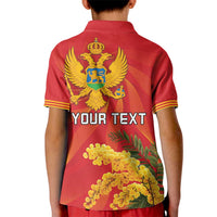 Personalized Montenegro Independence Day Kid Polo Shirt Coat Of Arms With Mimoza