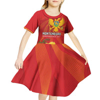 Personalized Montenegro Independence Day Kid Short Sleeve Dress Coat Of Arms With Mimoza