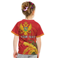 Personalized Montenegro Independence Day Kid T Shirt Coat Of Arms With Mimoza