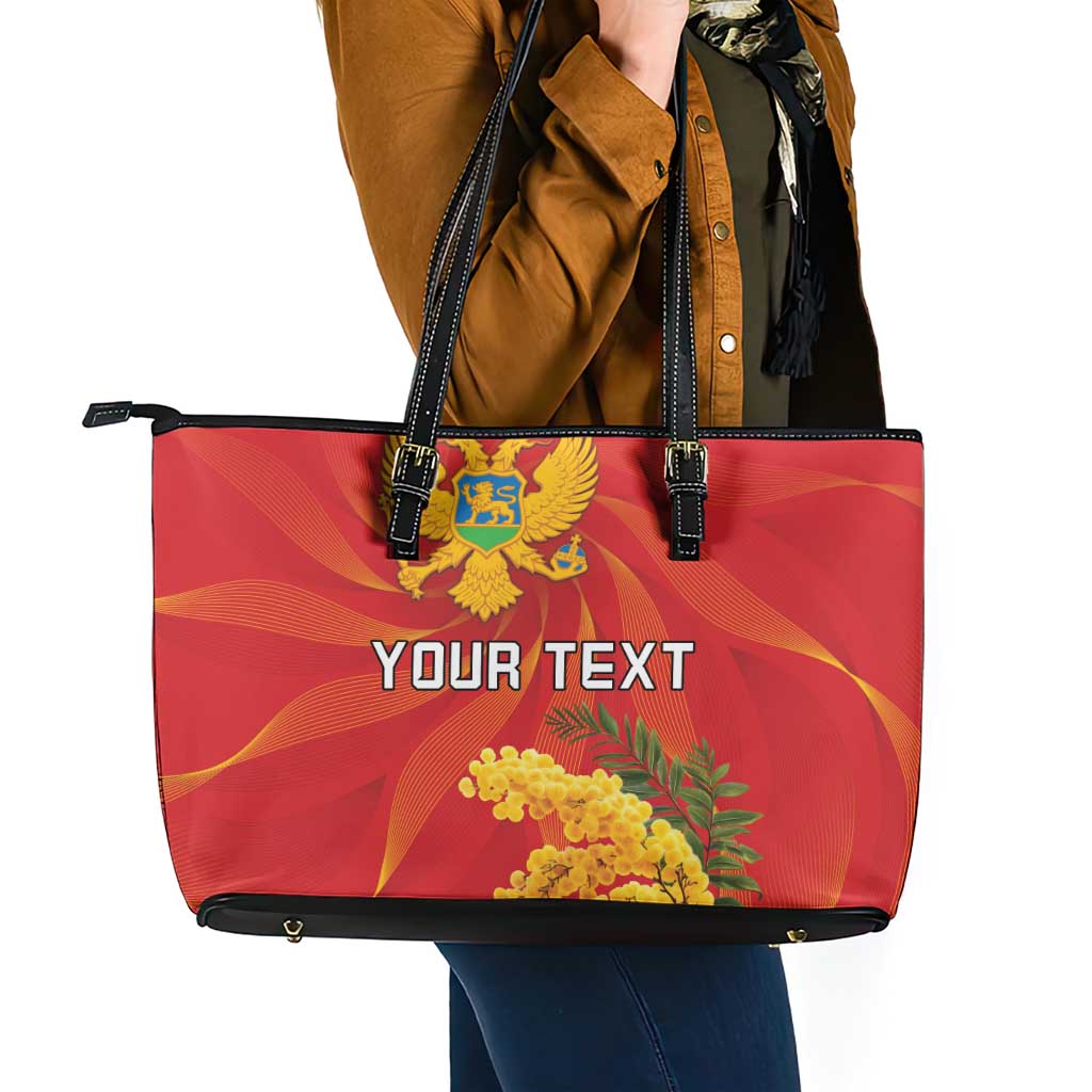 Personalized Montenegro Independence Day Leather Tote Bag Coat Of Arms With Mimoza