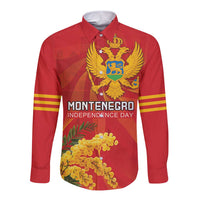 Personalized Montenegro Independence Day Long Sleeve Button Shirt Coat Of Arms With Mimoza