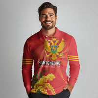Personalized Montenegro Independence Day Long Sleeve Polo Shirt Coat Of Arms With Mimoza