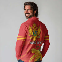 Personalized Montenegro Independence Day Long Sleeve Polo Shirt Coat Of Arms With Mimoza