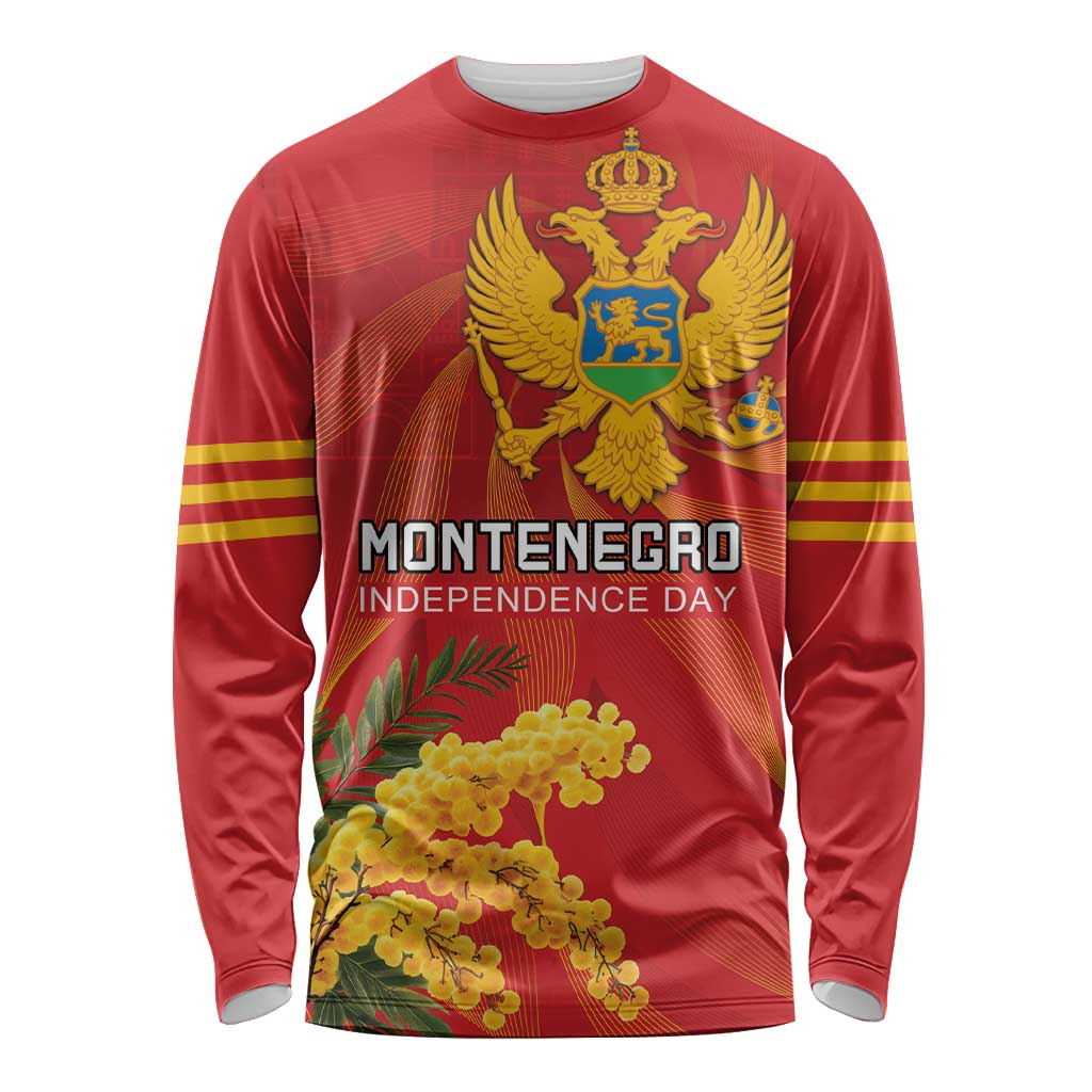 Personalized Montenegro Independence Day Long Sleeve Shirt Coat Of Arms With Mimoza