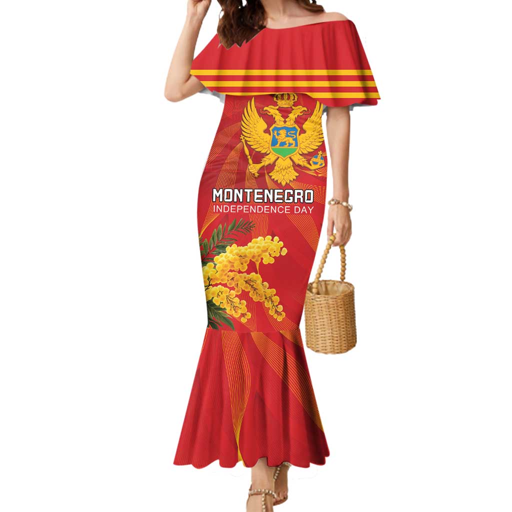 Personalized Montenegro Independence Day Mermaid Dress Coat Of Arms With Mimoza