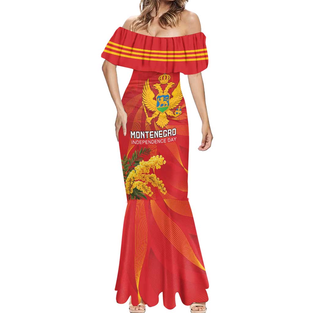 Personalized Montenegro Independence Day Mermaid Dress Coat Of Arms With Mimoza