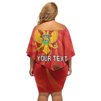 Personalized Montenegro Independence Day Off Shoulder Short Dress Coat Of Arms With Mimoza