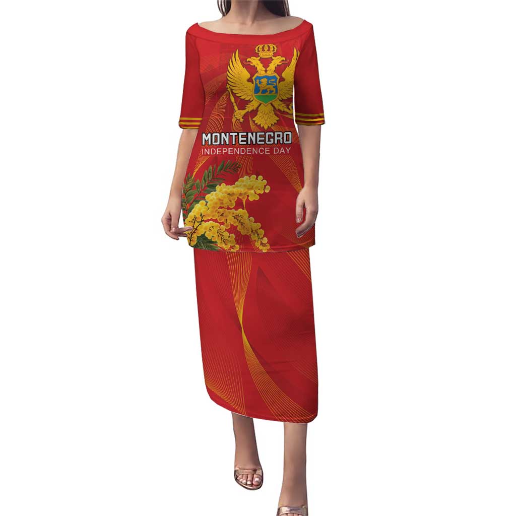 Personalized Montenegro Independence Day Puletasi Coat Of Arms With Mimoza