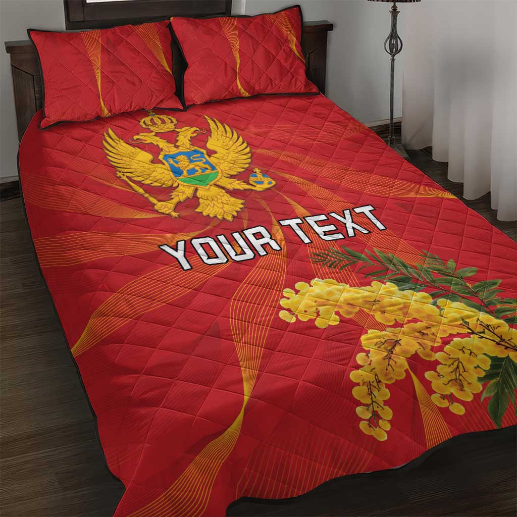 Personalized Montenegro Independence Day Quilt Bed Set Coat Of Arms With Mimoza