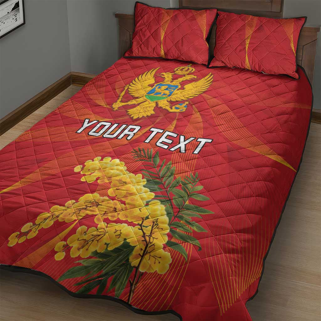 Personalized Montenegro Independence Day Quilt Bed Set Coat Of Arms With Mimoza