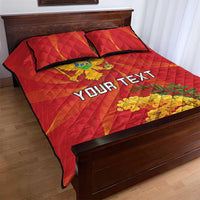 Personalized Montenegro Independence Day Quilt Bed Set Coat Of Arms With Mimoza