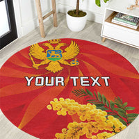 Personalized Montenegro Independence Day Round Carpet Coat Of Arms With Mimoza