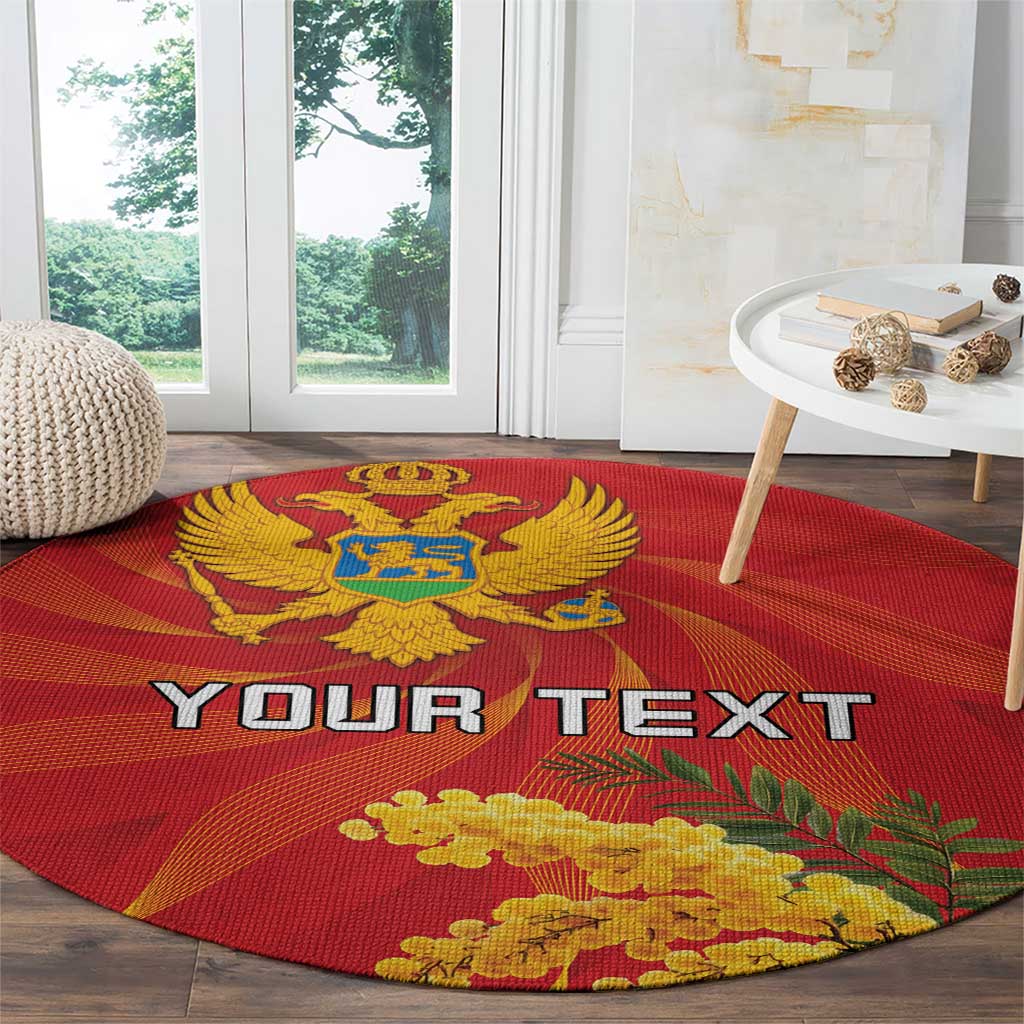 Personalized Montenegro Independence Day Round Carpet Coat Of Arms With Mimoza