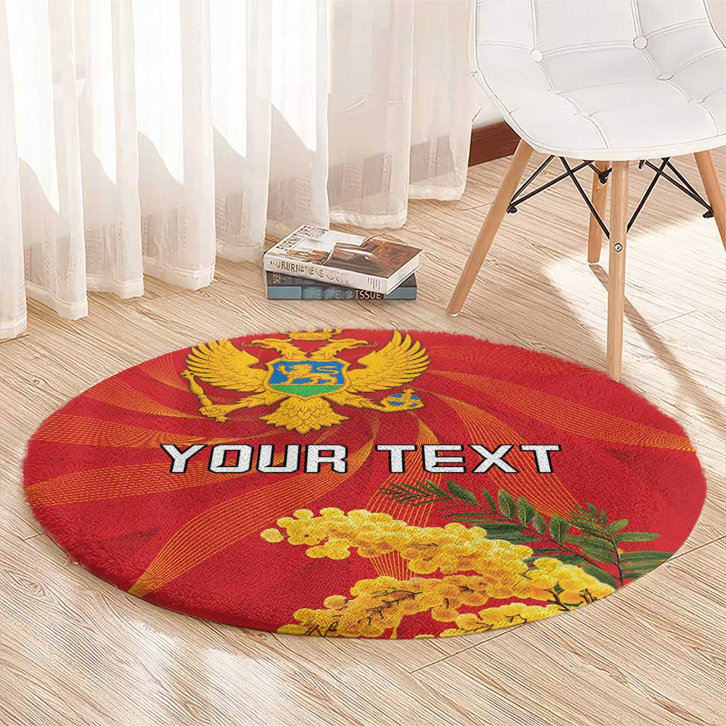 Personalized Montenegro Independence Day Round Carpet Coat Of Arms With Mimoza