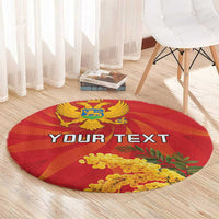 Personalized Montenegro Independence Day Round Carpet Coat Of Arms With Mimoza
