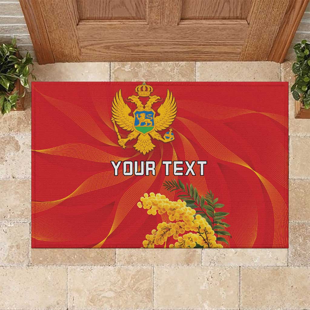 Personalized Montenegro Independence Day Rubber Doormat Coat Of Arms With Mimoza