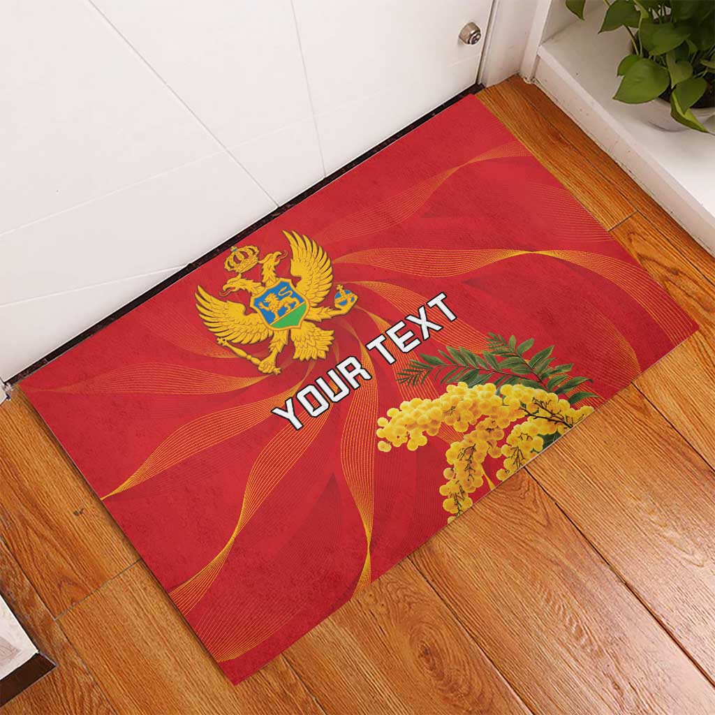 Personalized Montenegro Independence Day Rubber Doormat Coat Of Arms With Mimoza