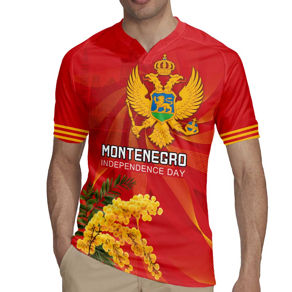 Personalized Montenegro Independence Day Rugby Jersey Coat Of Arms With Mimoza