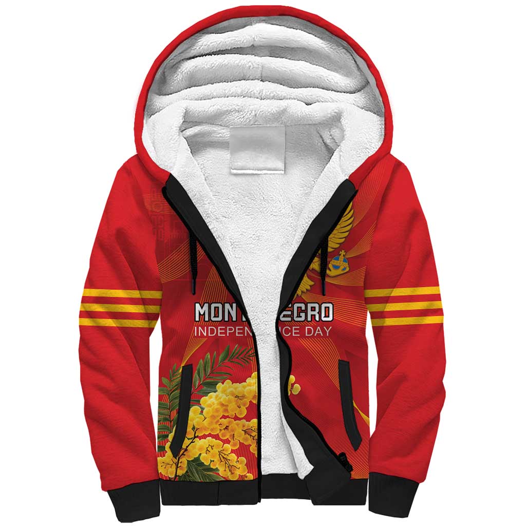 Personalized Montenegro Independence Day Sherpa Hoodie Coat Of Arms With Mimoza