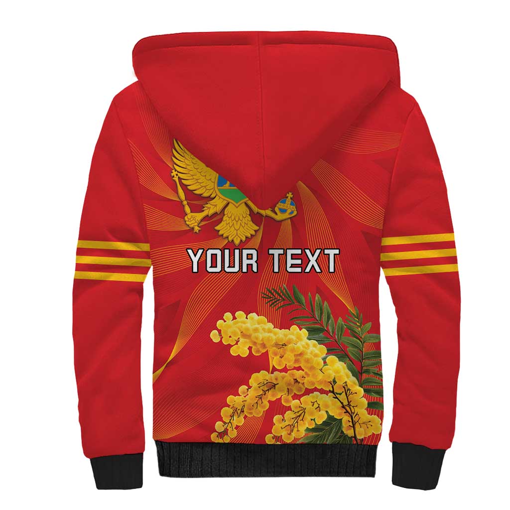 Personalized Montenegro Independence Day Sherpa Hoodie Coat Of Arms With Mimoza