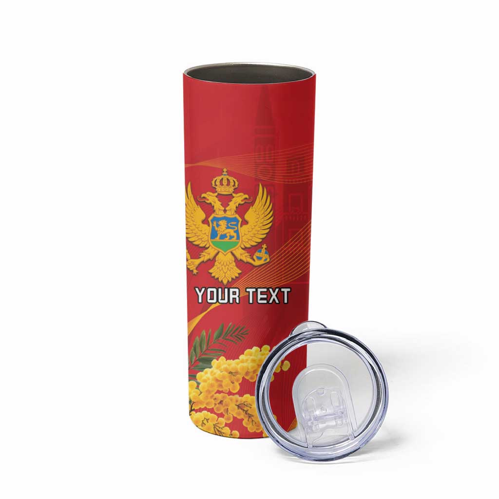 Personalized Montenegro Independence Day Skinny Tumbler Coat Of Arms With Mimoza