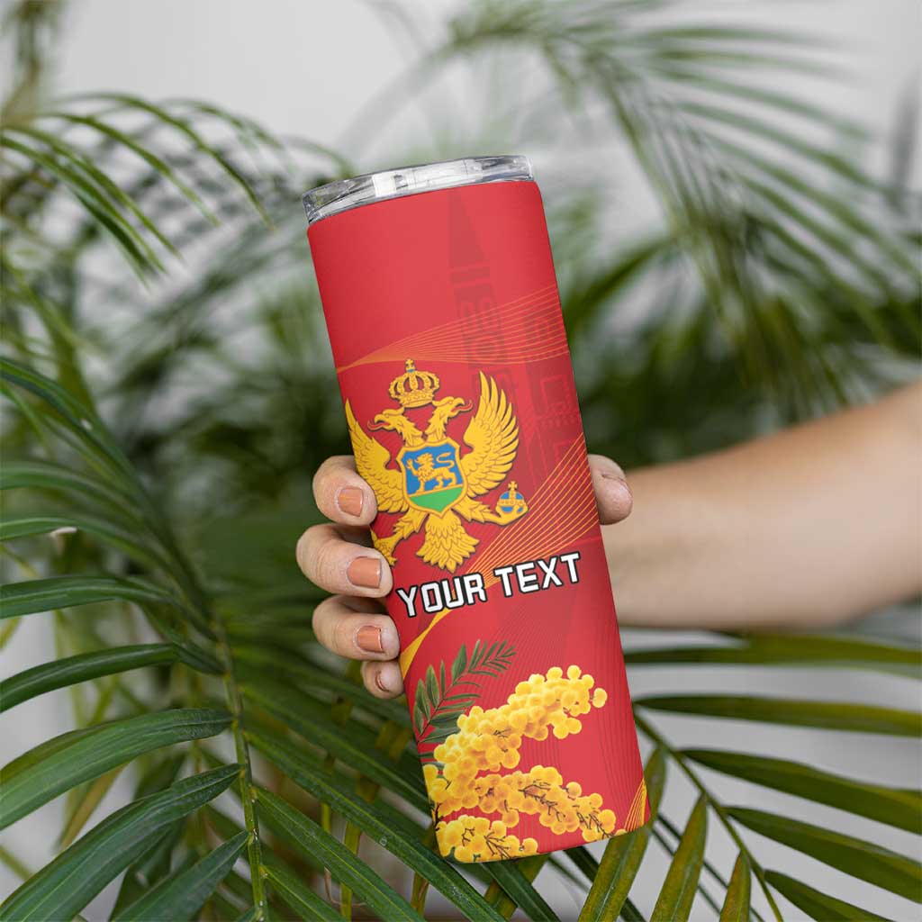 Personalized Montenegro Independence Day Skinny Tumbler Coat Of Arms With Mimoza