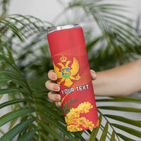 Personalized Montenegro Independence Day Skinny Tumbler Coat Of Arms With Mimoza