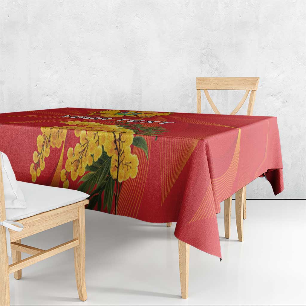 Personalized Montenegro Independence Day Tablecloth Coat Of Arms With Mimoza