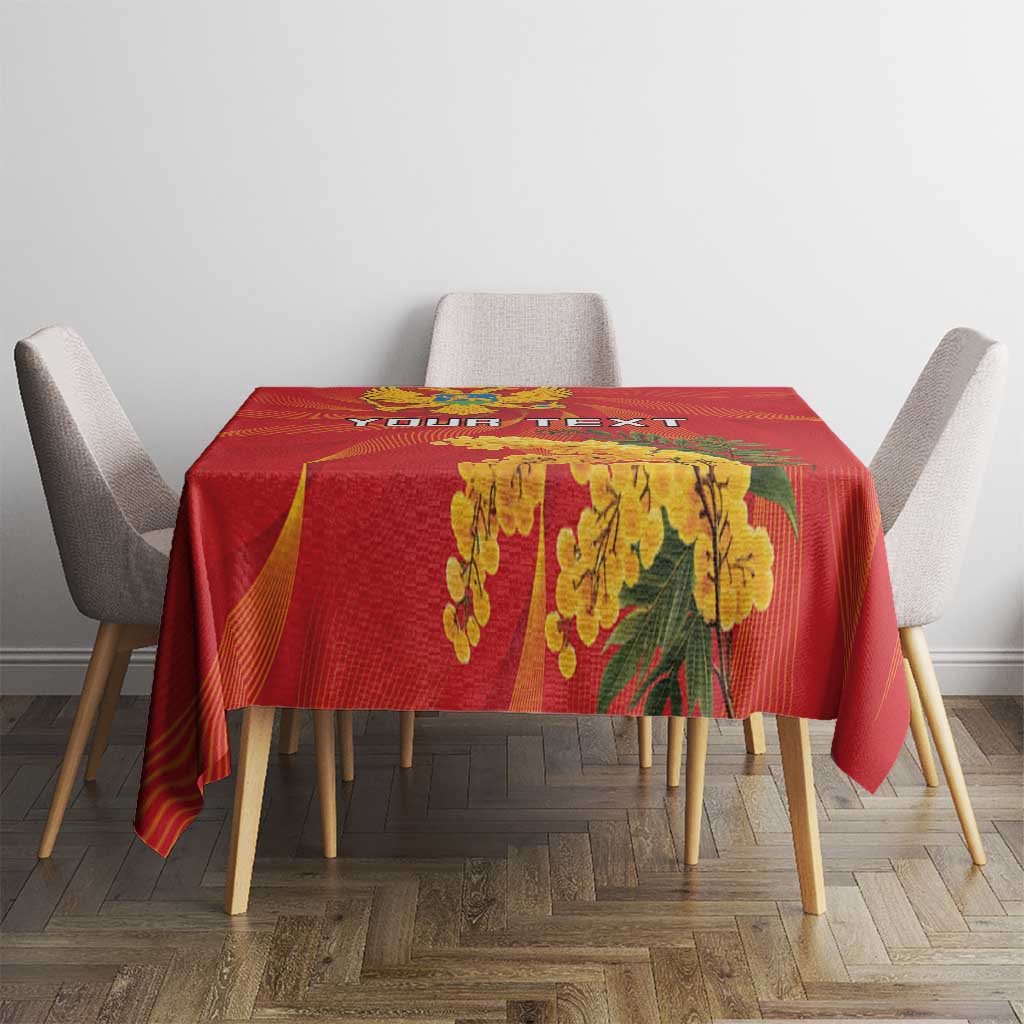 Personalized Montenegro Independence Day Tablecloth Coat Of Arms With Mimoza