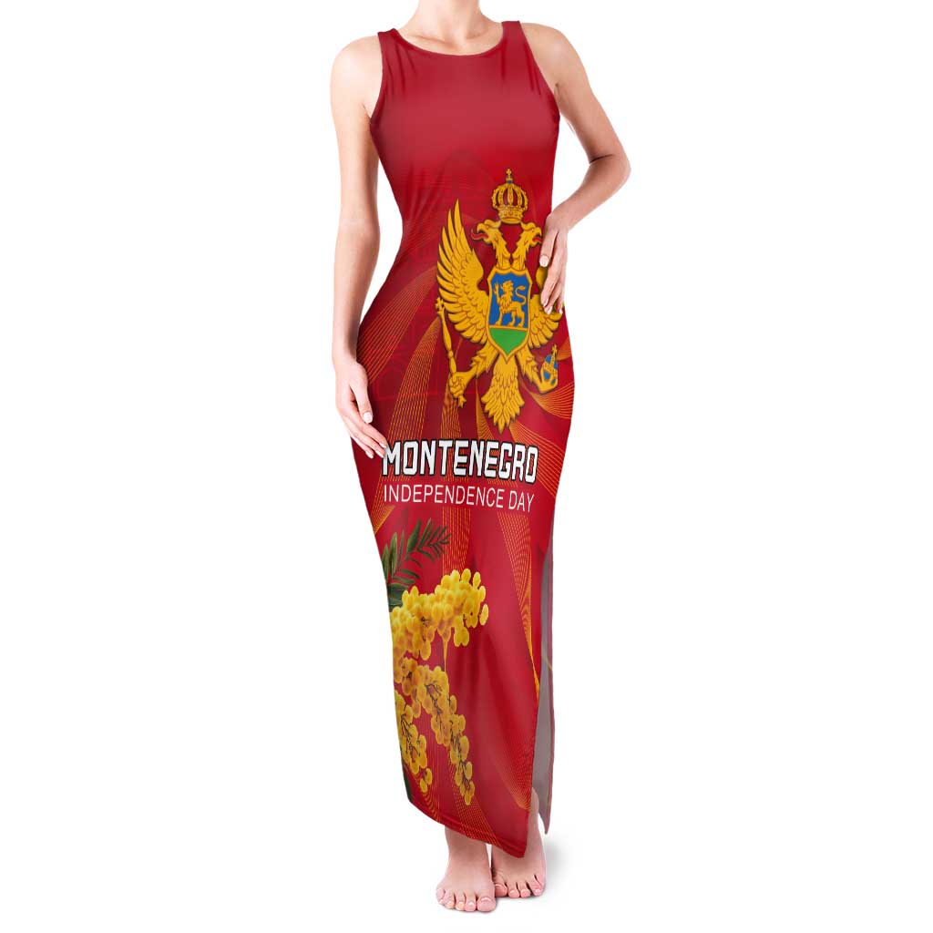 Personalized Montenegro Independence Day Tank Maxi Dress Coat Of Arms With Mimoza