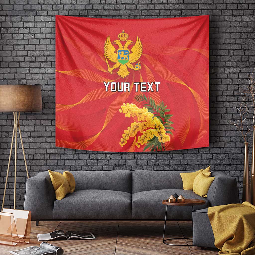 Personalized Montenegro Independence Day Tapestry Coat Of Arms With Mimoza