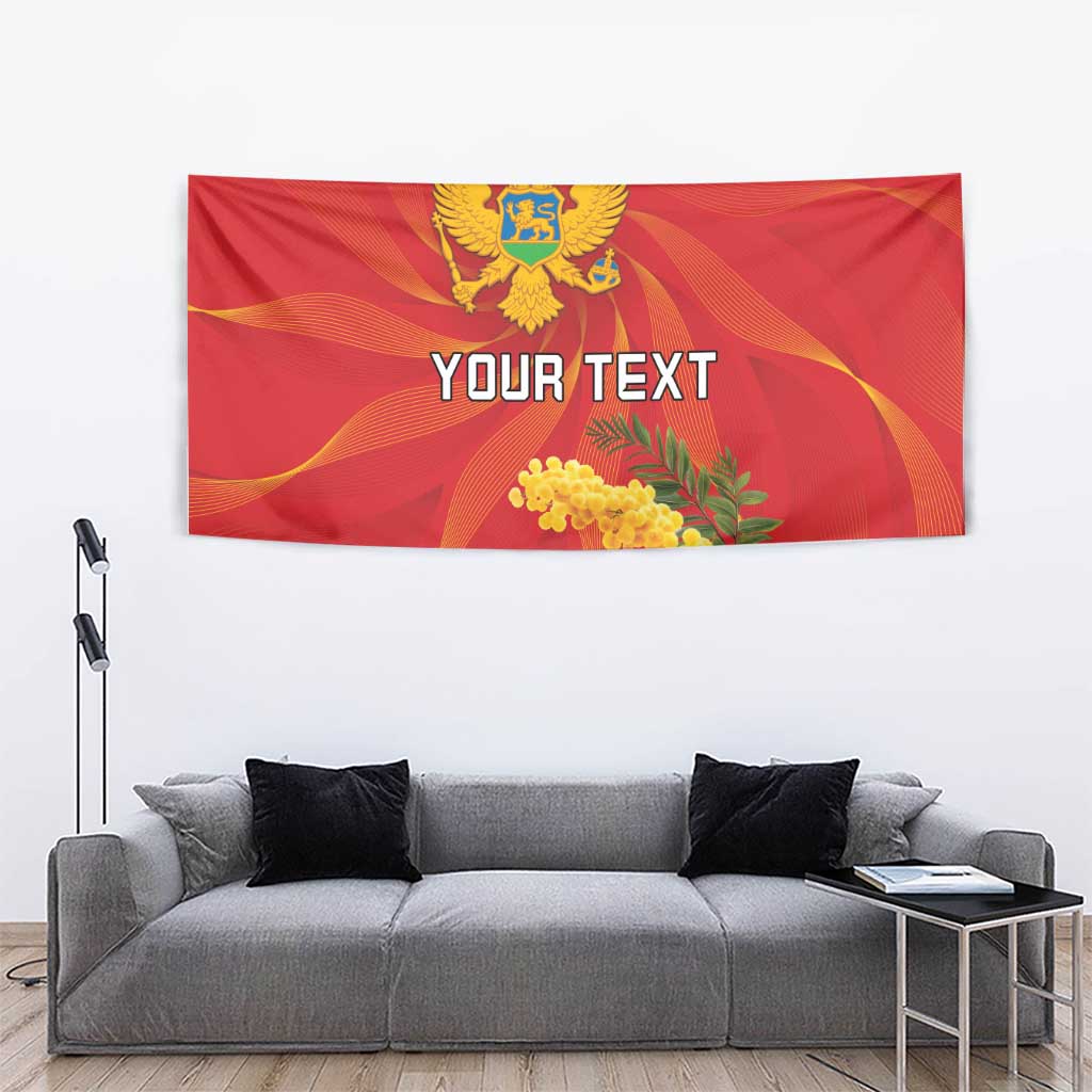 Personalized Montenegro Independence Day Tapestry Coat Of Arms With Mimoza