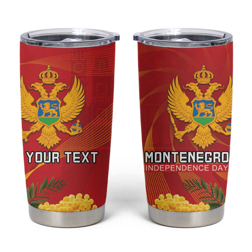 Personalized Montenegro Independence Day Tumbler Cup Coat Of Arms With Mimoza