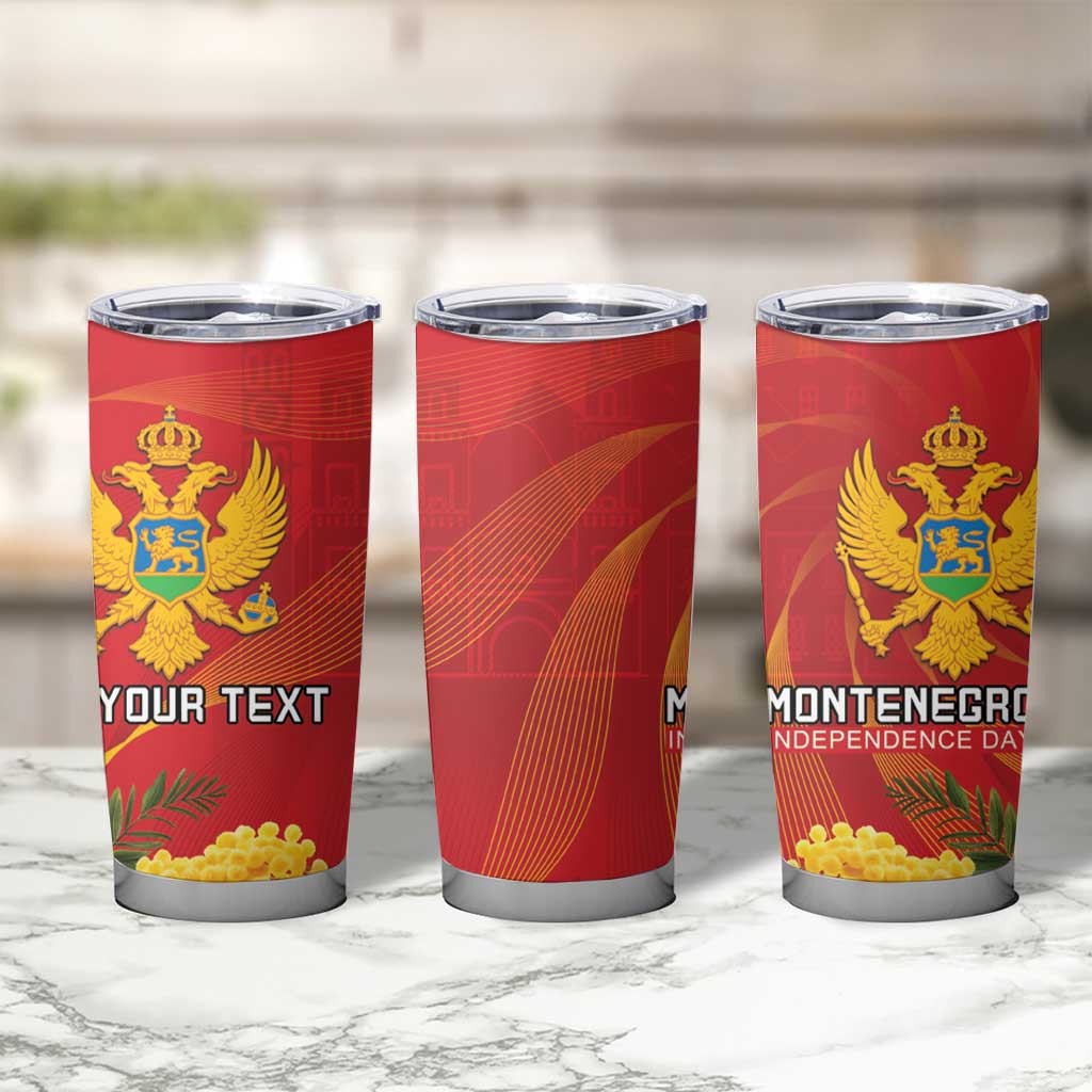 Personalized Montenegro Independence Day Tumbler Cup Coat Of Arms With Mimoza