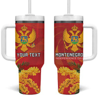 Personalized Montenegro Independence Day Tumbler With Handle Coat Of Arms With Mimoza