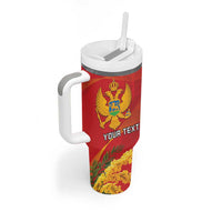 Personalized Montenegro Independence Day Tumbler With Handle Coat Of Arms With Mimoza