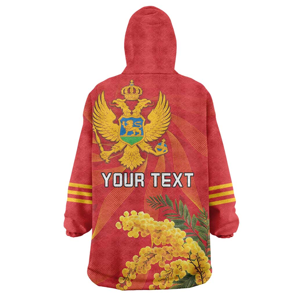 Personalized Montenegro Independence Day Wearable Blanket Hoodie Coat Of Arms With Mimoza