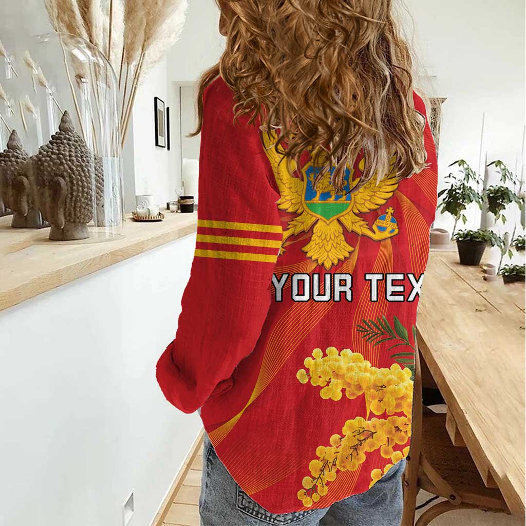 Personalized Montenegro Independence Day Women Casual Shirt Coat Of Arms With Mimoza