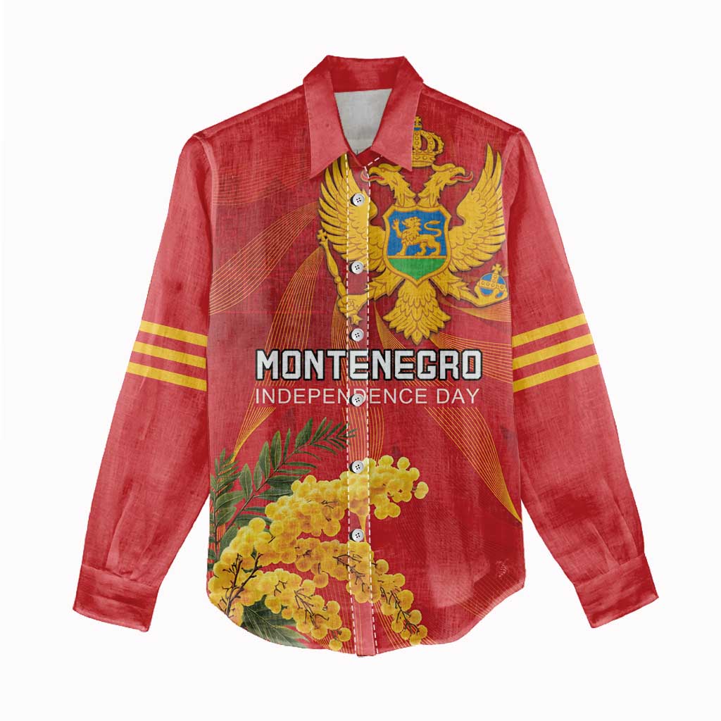 Personalized Montenegro Independence Day Women Casual Shirt Coat Of Arms With Mimoza